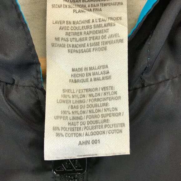 VINTAGE Adidas Jacket Mens size Large Black Blue Windbreaker Hooded jacket - Picture 9 of 10